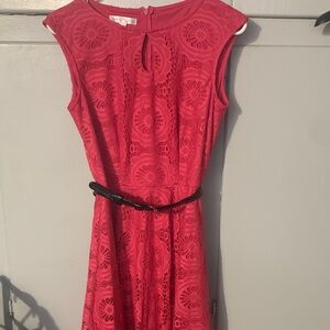 Chic pink Lace Midi Dress